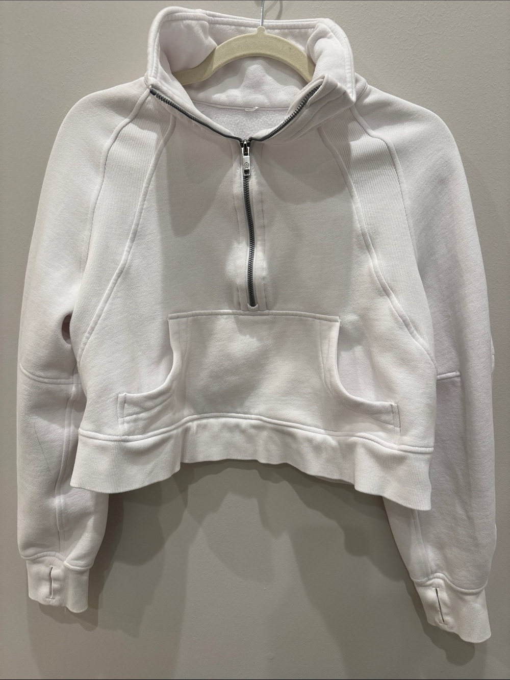 Lululemon Scuba Funnel Neck Cropped Half Zip - White - XS/S